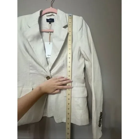 NWT Quince 100% European Linen Structured Cream Blazer Women's XS